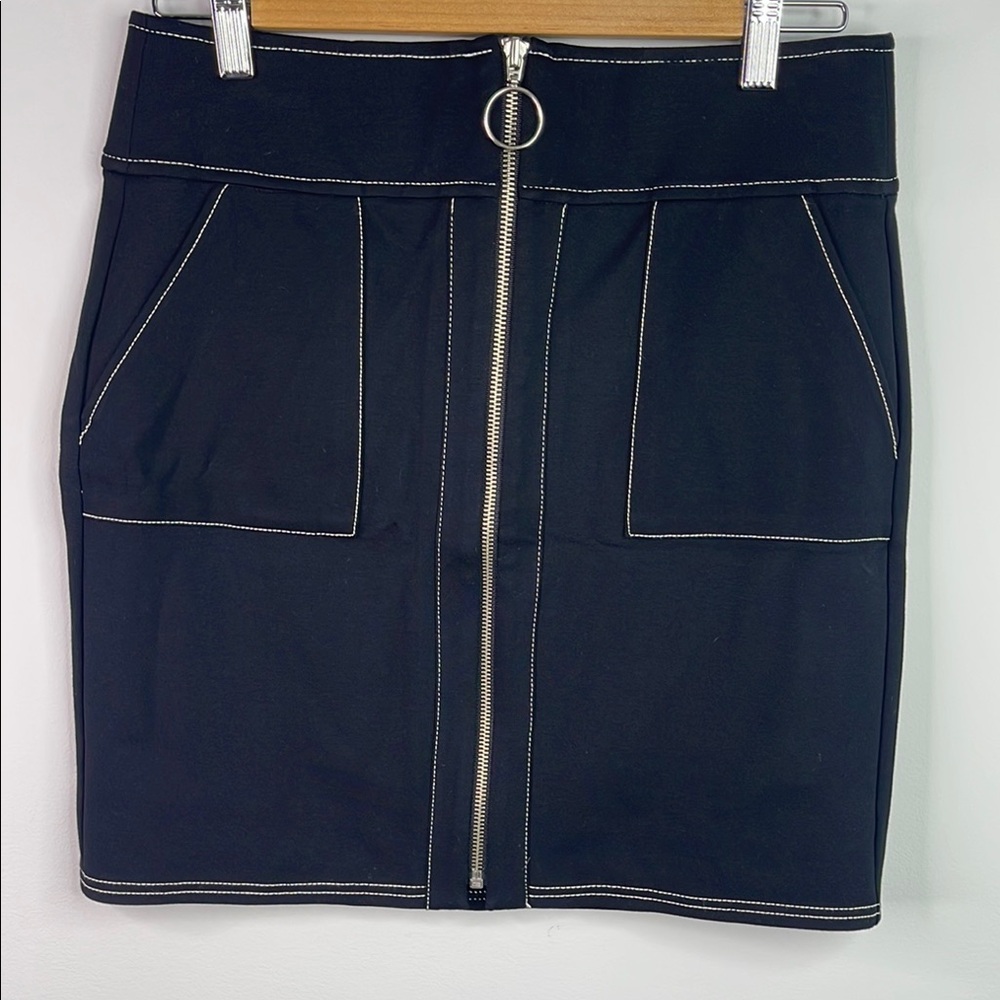 INC International Concepts Black Zipper Front Skirt Size S
